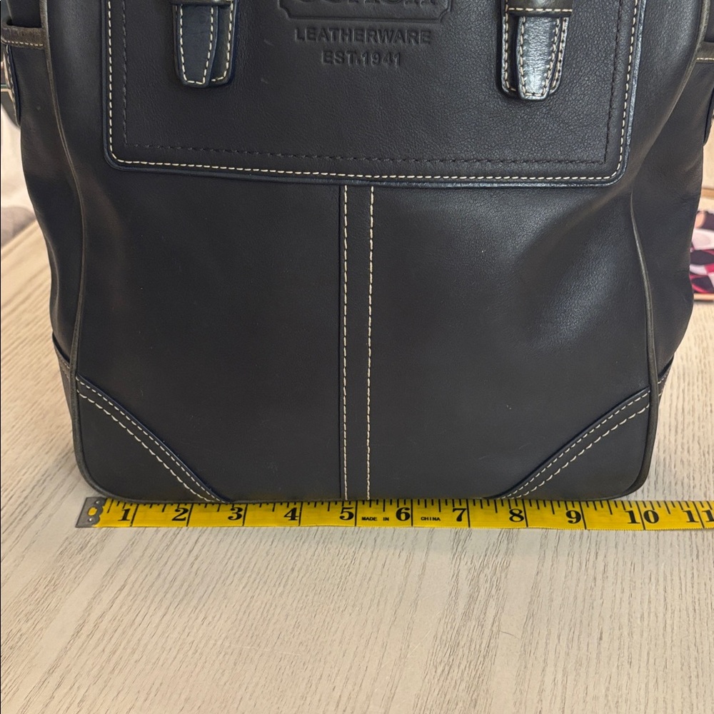 Coach Navy Blue Small Leather Tote Bag - Picture 9 of 10